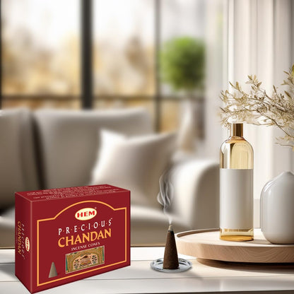 HEM Precious Chandan Incense Cones – Pack of 12 Boxes