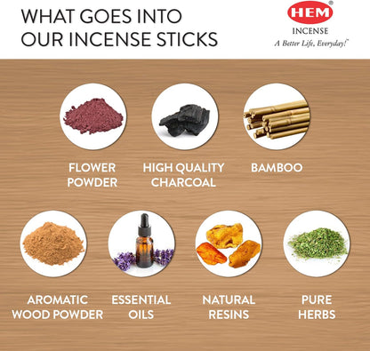 HEM Sandal Incense Sticks (Sandalo) – Pack of 6 (120 Sticks)