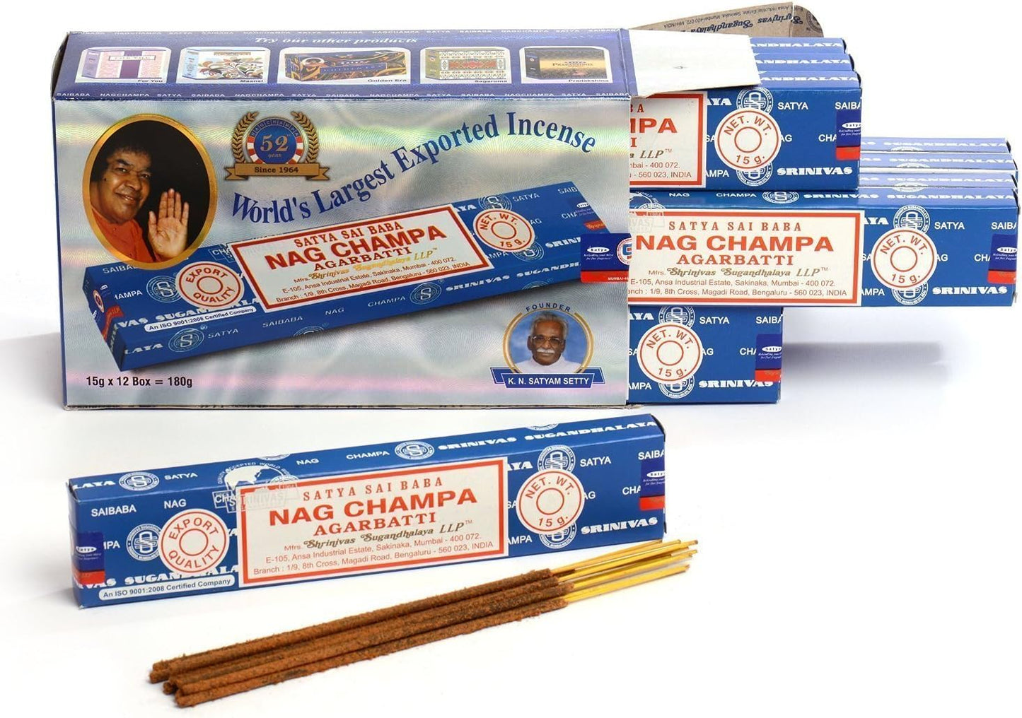 Satya Sai Baba Nag Champa Agarbathi 15Gm X 12 packs