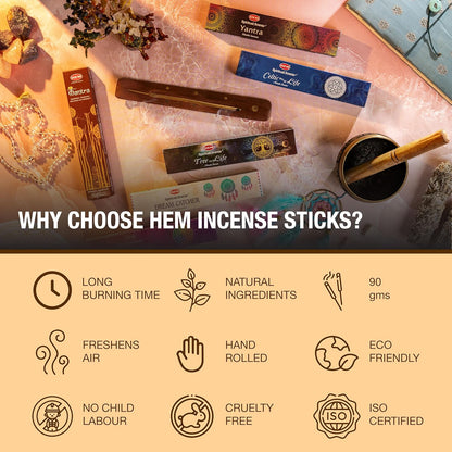 HEM Tantra Incense Sticks – Variety Pack (6 Packs × ~15 g)