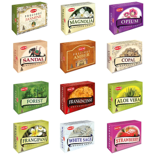 HEM Assorted Incense Cones – 12 Boxes of 10 Cones (120 Total)