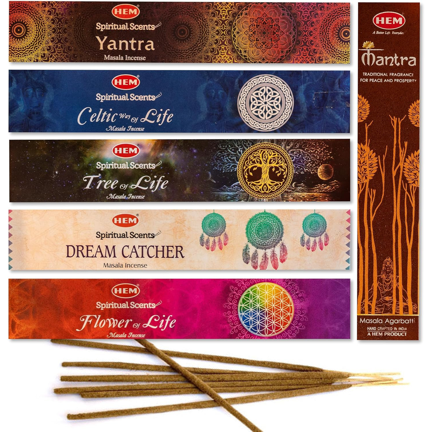 HEM Tantra Incense Sticks – Variety Pack (6 Packs × ~15 g)